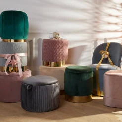 Shop Pouf En Velours Agnes Avec Espace De Rangement Idées De Cadeaux